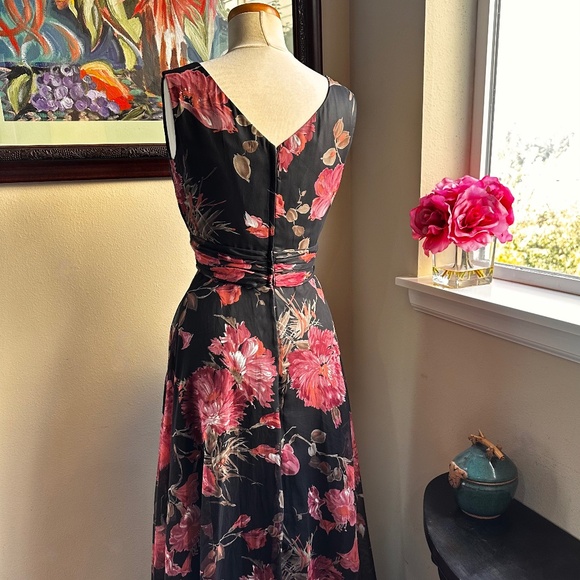 Maxi Dress w Circular Skirt in Floral Chiffon c1970s Randy Collection Original - Picture 11 of 16